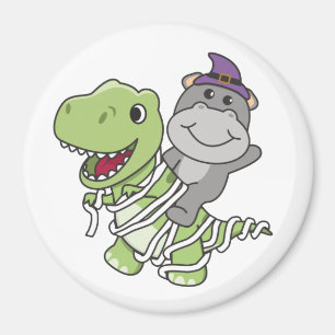 Hippo Happy Halloween T-rex Mummy Costume Magnet