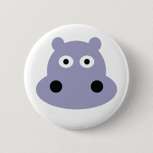 hippo head 6 cm round badge