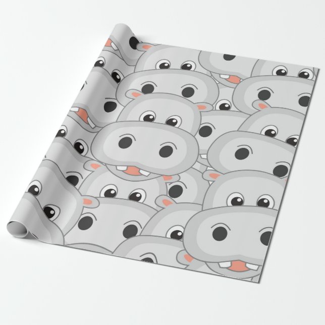 Hippo Head Wrapping Paper (Unrolled)