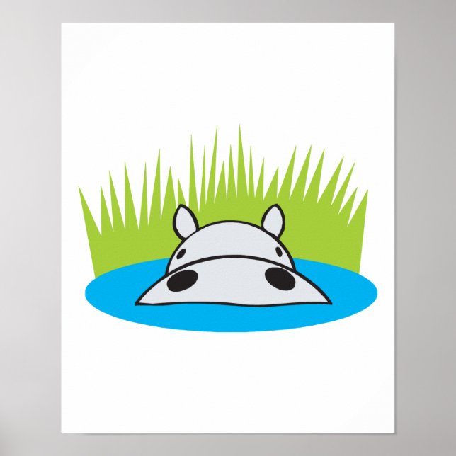 hippo hiding in water poster (Front)