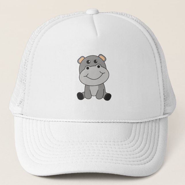 Hippo Hippo Cute Animals For Kids Hippos Trucker Hat (Front)