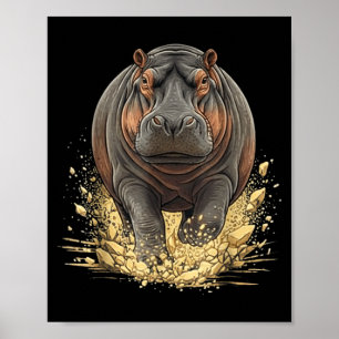 Hippo hippopotamus for mom dad kids hippo animal poster