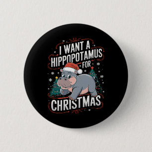 Hippo Holidays A Christmas Wish 6 Cm Round Badge