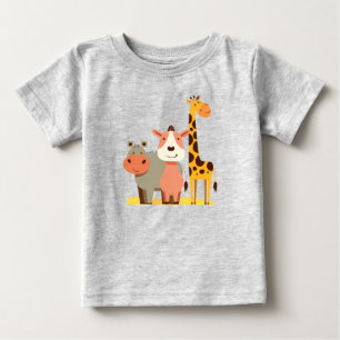 Hippo Hugs & Giraffe Giggles Adorable Safari Baby T-Shirt