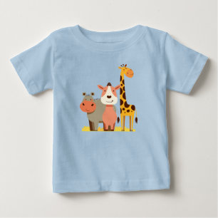 Hippo Hugs & Giraffe Giggles  Adorable Safari Baby T-Shirt