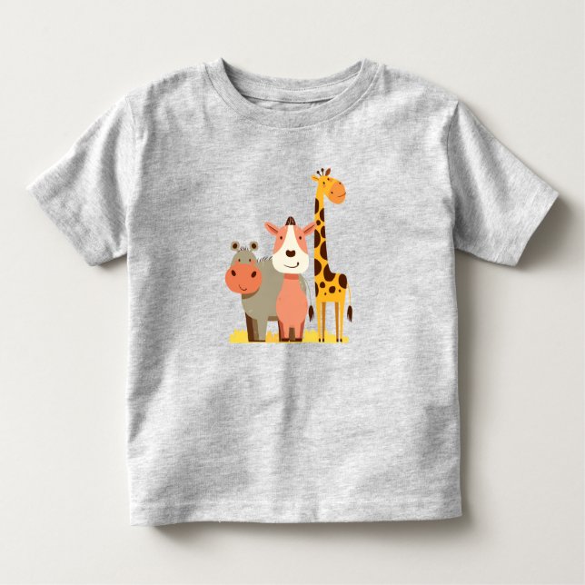 Hippo Hugs & Giraffe Giggles  Adorable Safari Baby Toddler T-Shirt (Front)