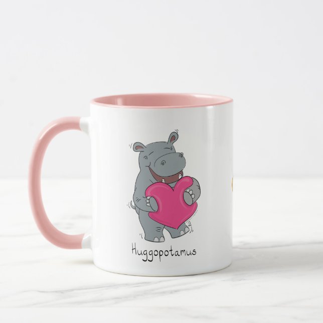 Hippo Hugs Valentine’s Day Coffee or Tea Mug (Left)