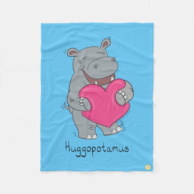 Hippo Hugs Valentine’s Day Fleece Blanket (Front)