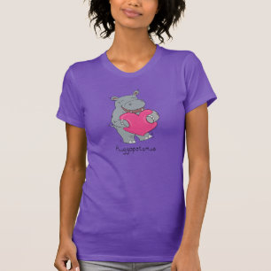Hippo Hugs Valentine’s Day Women's Tshirt Purple