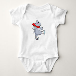 Hippo Ice skating Ice skates Baby Bodysuit