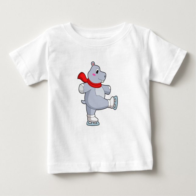 Hippo Ice skating Ice skates Baby T-Shirt (Front)