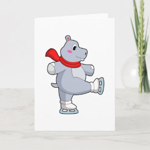 Hippo Ice skating Ice skates Card