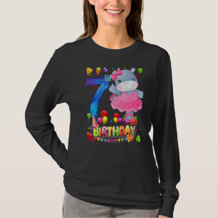 Hippo I'm 7 Years Old Girls Birthday Hippo Party T-Shirt