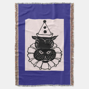hippo in a party hat throw blanket