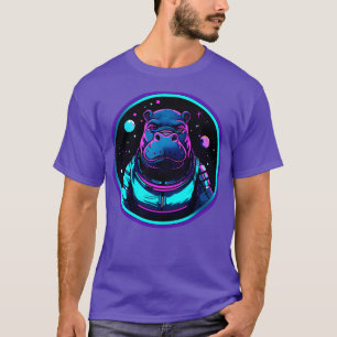 Hippo in Outer Space Funny Cosmic Astronaut Animal T-Shirt