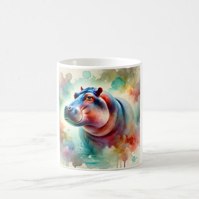 Hippo in serenity 220924AREF119 - Watercolor Coffee Mug (Center)