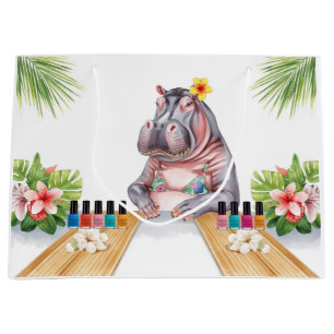 Hippo is doing manicure by the beach  large gift bag