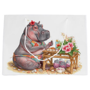 Hippo is doing manicure by the beach large gift bag