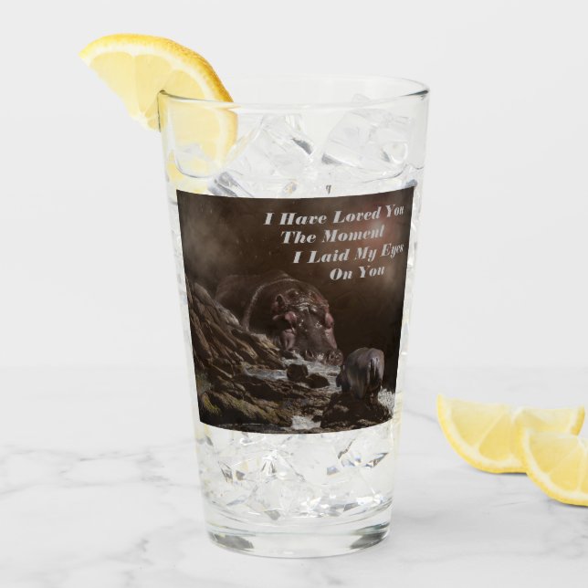 Hippo Love Notes, Birthday Drink Glass (Front Ice)
