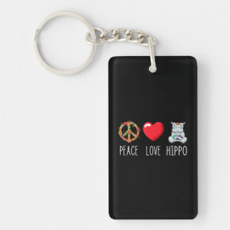 Hippo Love Peace Favourite Zoo Wildlife Animal Key Ring