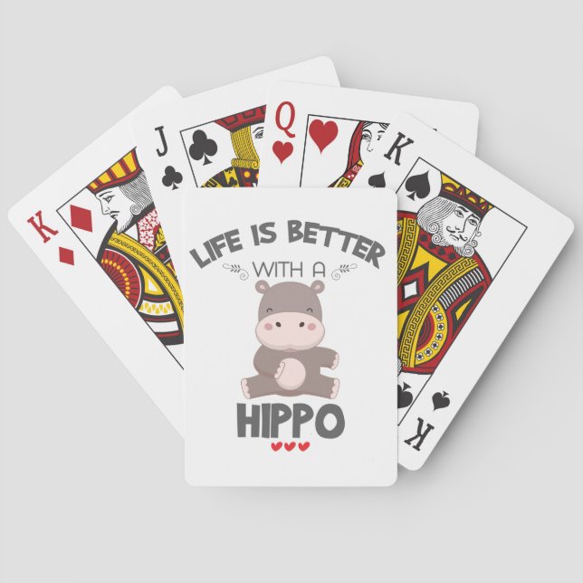 Hippo Lovers Gift Life Is Better With A Hippo Gift Playing Cards (Back)