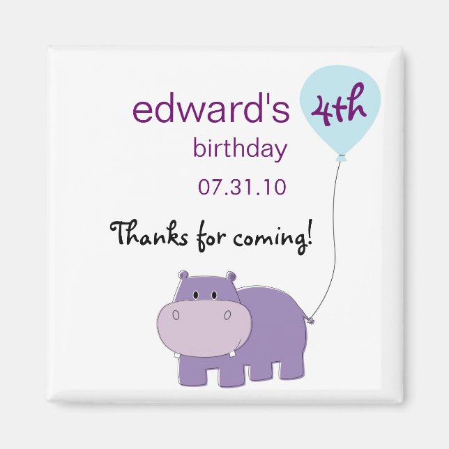 Hippo Magnet Party Favours (Front)