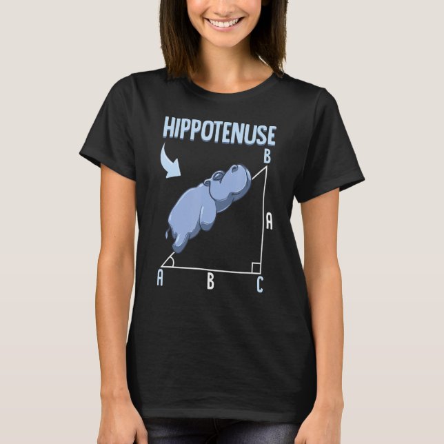 Hippo Meme Pythagorean Theorem Hypotenuse Pun T-Shirt (Front)