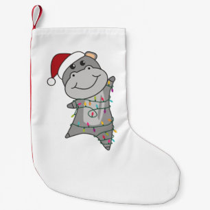 Hippo Merry Christmas Winter Animals Hippos Adult Small Christmas Stocking