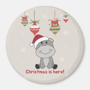 Hippo Merry Christmas Winter Animals Hippos Magnet