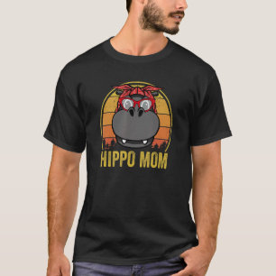 Hippo Mom Retro Vintage Sunglasses Cool Hippopotam T-Shirt