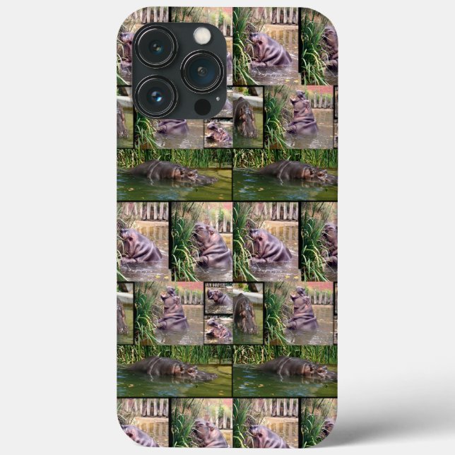 **"Hippo Moments: A Photo Collage of River Giants" Case-Mate iPhone Case (Back)