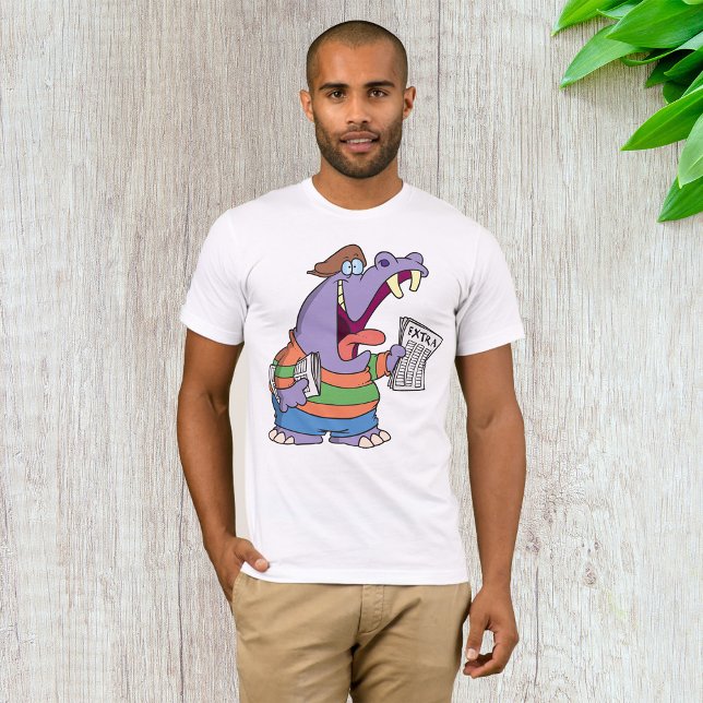 Hippo Newspaper Boy Mens T-Shirt (Creator Uploaded)
