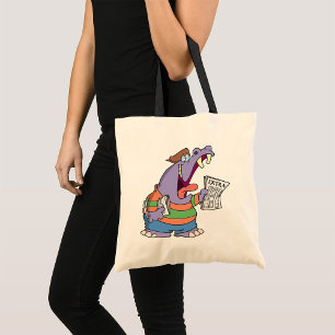 Hippo Newspaper Boy Tote Bag