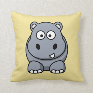 Hippo on a Yellow Background Cushion