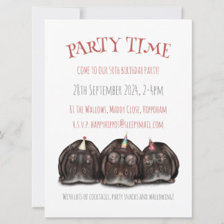 Hippo Personalised Party Invitation
