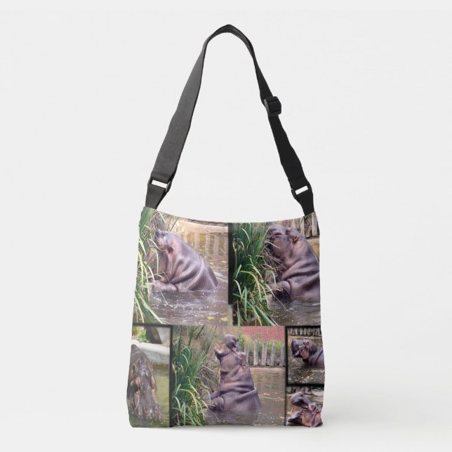Hippo Photo Collage, Crossbody Bag (Front)