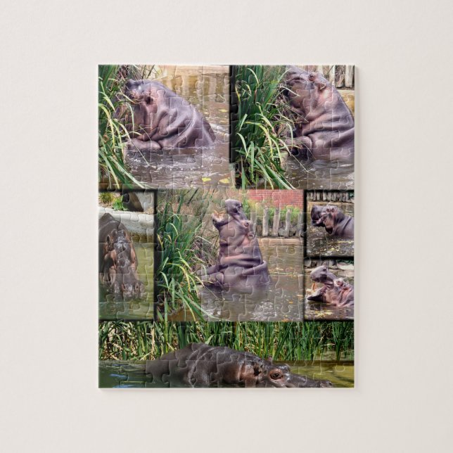 Hippo Photo Collage, Jigsaw Puzzle (Vertical)