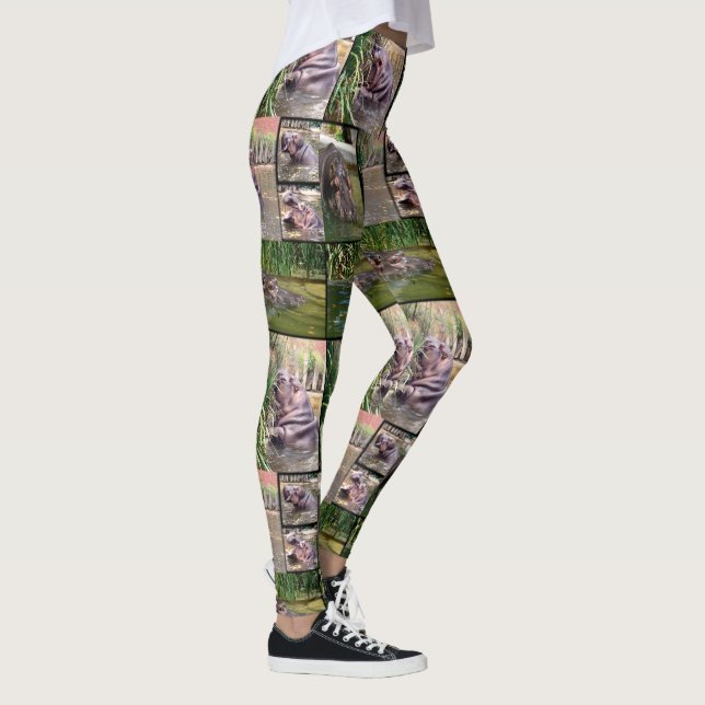 Hippo Photo Collage Ladies Full Print Legging. Leggings (Right)