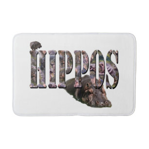 Hippo Picture Logo With Hippos, Bath Mat