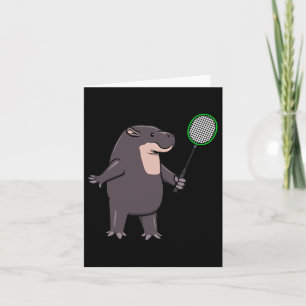 Hippo Playing Badminton Hob Card