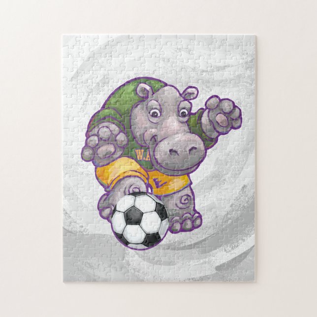 Hippo Playing Soccer Jigsaw Puzzle (Vertical)