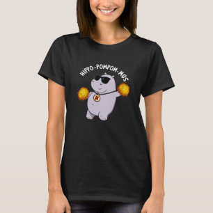 Hippo-pompom-mus Funny Animal Hippo Pun Dark BG T-Shirt