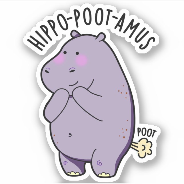 Hippo-poot-amus Funny Farting Hippo Pun  (Front)