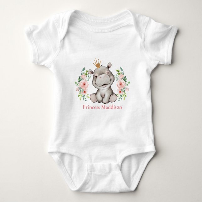 Hippo Princess Baby Bodysuit (Front)