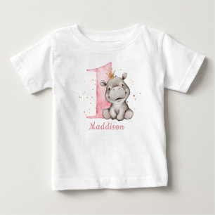 Hippo Princess Baby Girl 1st Birthday T-Shirt