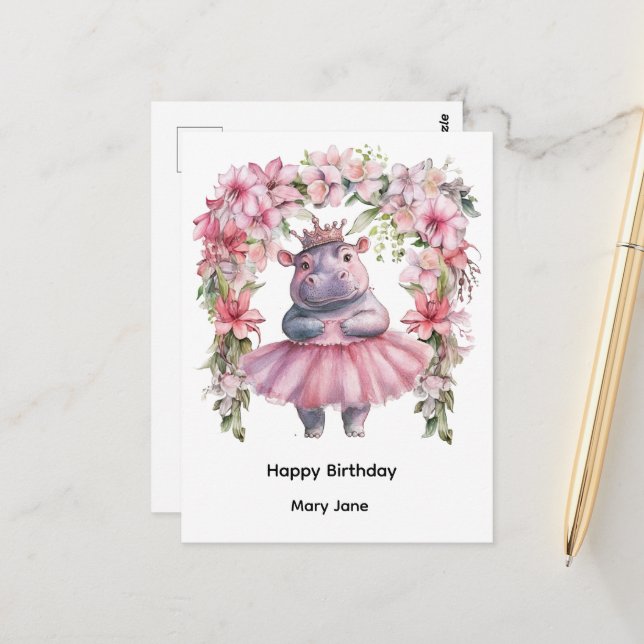 Hippo Princess  Postcard (Front/Back In Situ)