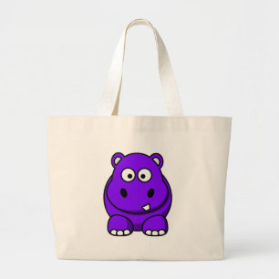 Hippo Purple Large Tote Bag