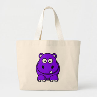 Hippo Purple Large Tote Bag