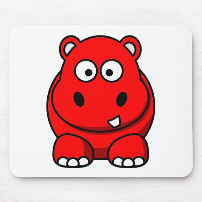 Hippo Red Mouse Pad (Front)