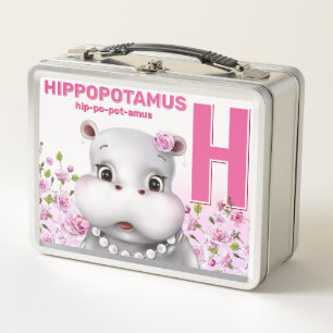 Hippo Safari Alphabet Kids Metal Lunch Box